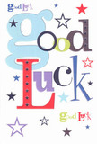 There's an undeniable burst of encouragement at the heart of this brightly designed good luck card, reminiscent of the heartfelt support found among Pinner's closeknit residents. The phrase 'Good Luck' is artfully pieced together from oversized, pastel-blue letters mingling with lively reds, rich purples, and earthy greens. Every character on the card feels hand-selected, echoing the nuance and thoughtfulness that Pinner Flowers brings to their local bouquets. Scattered stars of navy, saffron yellow, lemon-lime, and lavender dance across a brilliant white background, their arrangement playful and full of possibility, like wishes shared under the night sky at Pinner Fair. The surface is flat and silky, exuding quality and the comforting feel of crisp new paper. The overall mood is one of heartfelt optimism and cheer-a genuine token offered for new beginnings, whether facing school exams at Pinner High or launching a bold new project. As you hold the card, it feels weighty with sincerity, its delightful design imbued with the kind of magic found in a simple act of belief between friends or neighbours.